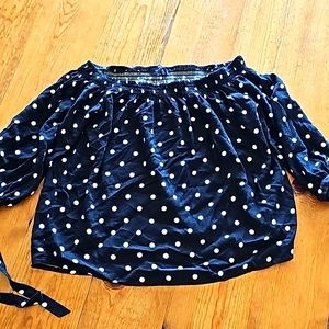 BLACK polka dot blouse with 3/4 tie sleeves